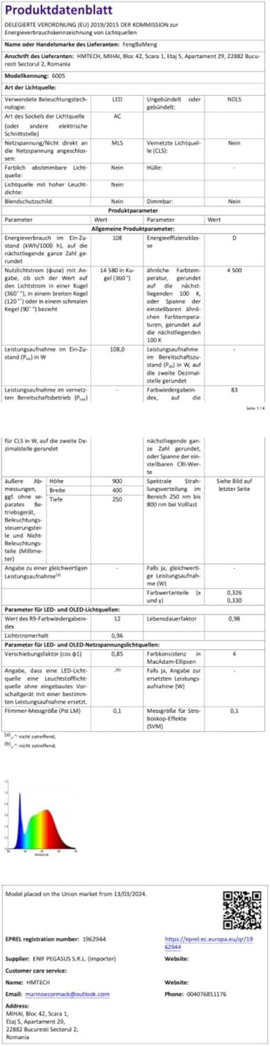 Ventilateur de plafond avec éclairage LED 68 cm, blanc - 6 vitesses, lampe de plafond à intensité variable pour salon et chambre, éclairage et ventilateur commutables séparément