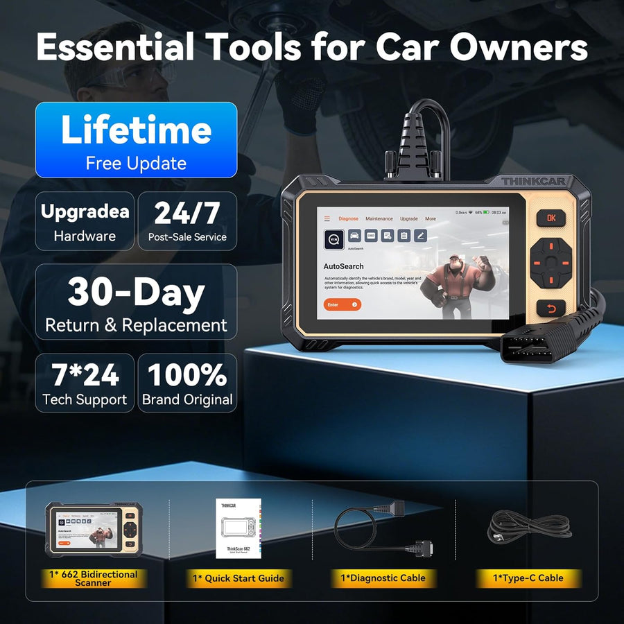 Outil de diagnostic OBD2 THINKCAR THINKSCAN 662 : scanner bidirectionnel moteur/ABS/SRS/transmission, plus de 12 réinitialisations, CAN-FD et FCA, mises à jour gratuites