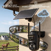 Caméra Solaire 4G LTE Double Objectif avec Carte SIM Extérieure 8W Panneau Solaire, Batterie 12000mAh, Résolution 1080P, Détection Humaine PIR, Vision Nocturne Couleur, Audio Bidirectionnel