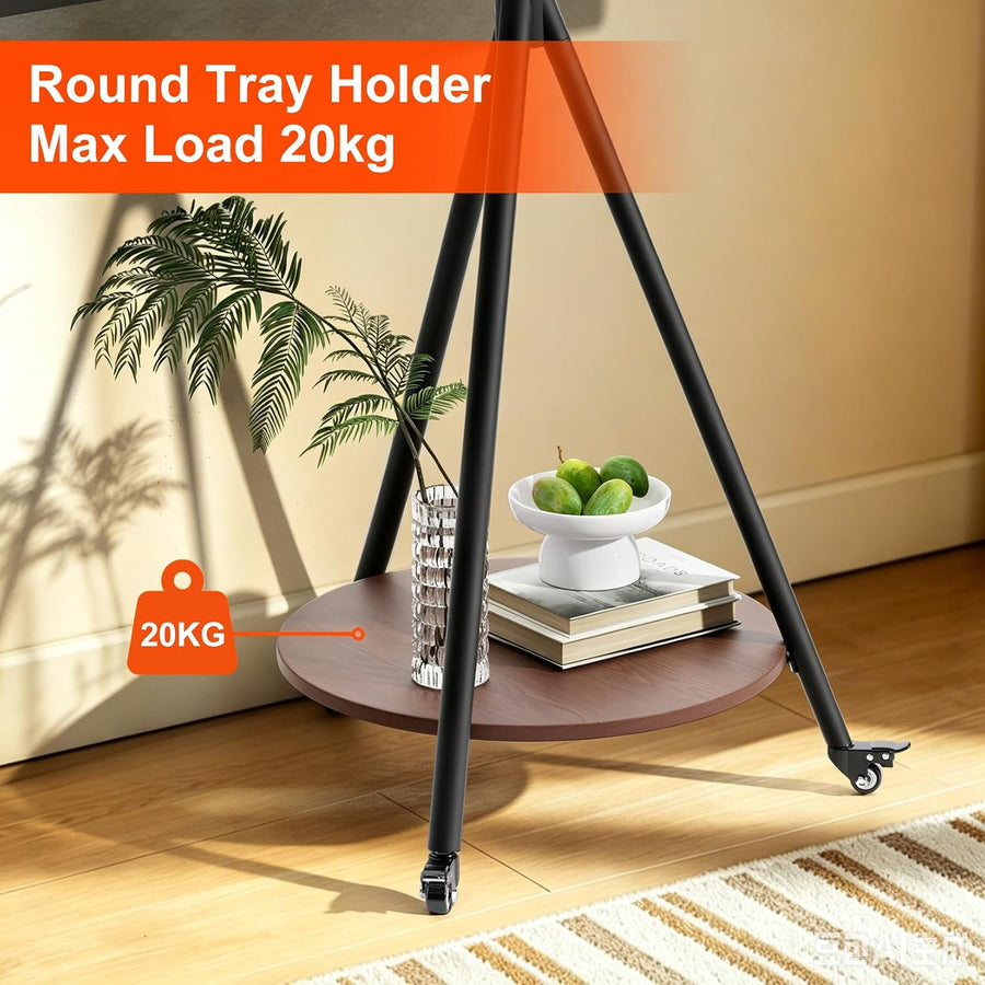Support TV Roulant 40 à 75 Pouces, Charge Max 50 kg, réglable en Hauteur avec roulettes et étagère