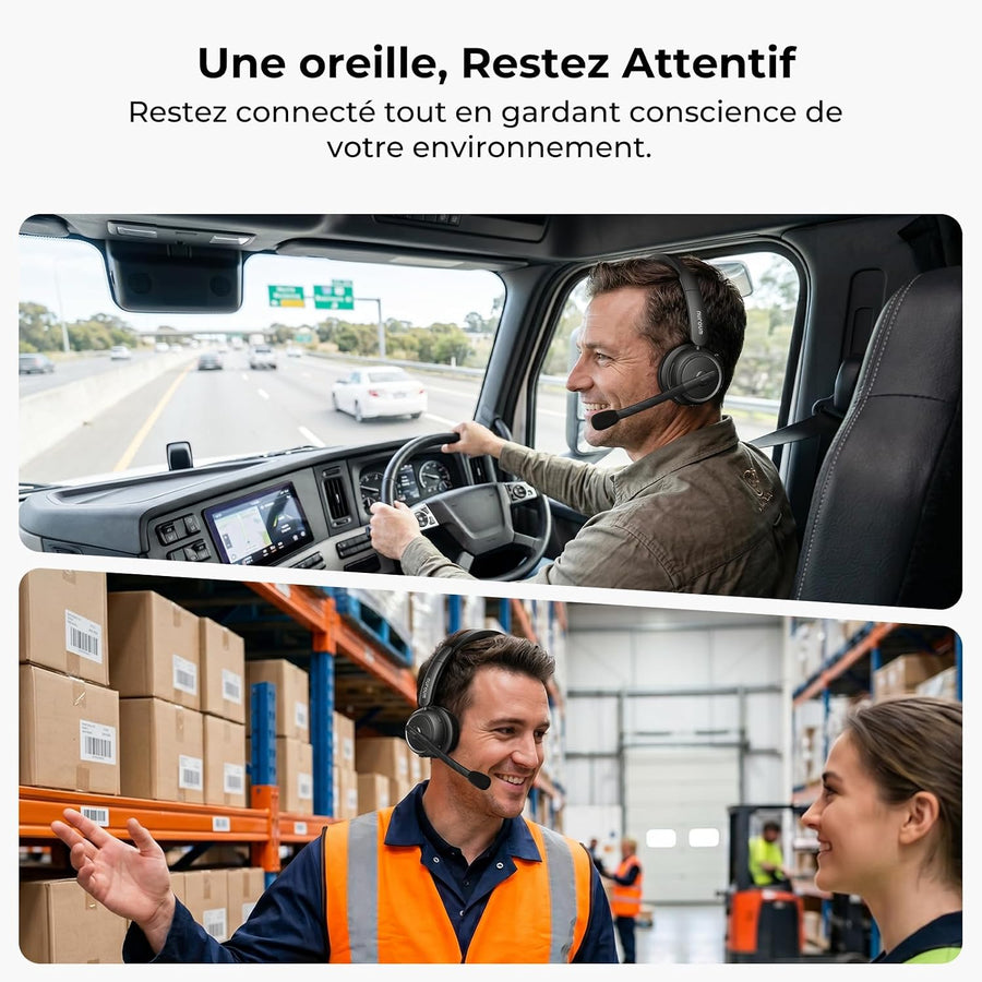 Nuroum HP31S 2026 Casque Bluetooth Sans Fil avec Micro, Réduction de Bruit ENC, Casque PC Mono avec Station de Charge,Clé USB-A&C/Bluetooth/Dongle,45H d'Autonomie pour CallCenter/Travail/Appels/Bureau