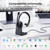 Nuroum HP31S 2026 Casque Bluetooth Sans Fil avec Micro, Réduction de Bruit ENC, Casque PC Mono avec Station de Charge,Clé USB-A&C/Bluetooth/Dongle,45H d'Autonomie pour CallCenter/Travail/Appels/Bureau