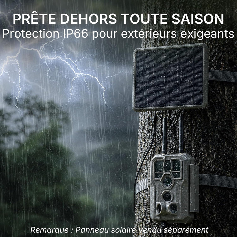 GardePro E8 2.0 Pro 4K Camera de Chasse WiFi, Batterie de 7800 mAh | Portée WiFi de 50 Mètres, 64MP Caméra de Chasse Connectée Telephone, Camera Vision Nocturne Animaux Exterieur