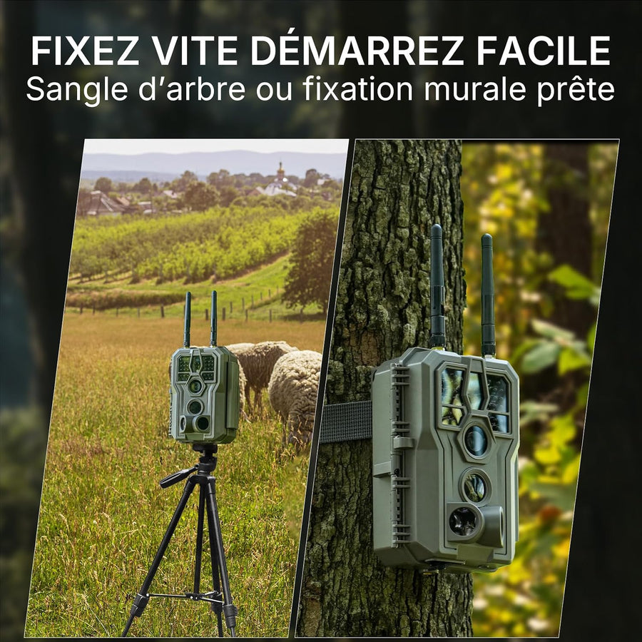 GardePro E8 2.0 Pro 4K Camera de Chasse WiFi, Batterie de 7800 mAh | Portée WiFi de 50 Mètres, 64MP Caméra de Chasse Connectée Telephone, Camera Vision Nocturne Animaux Exterieur