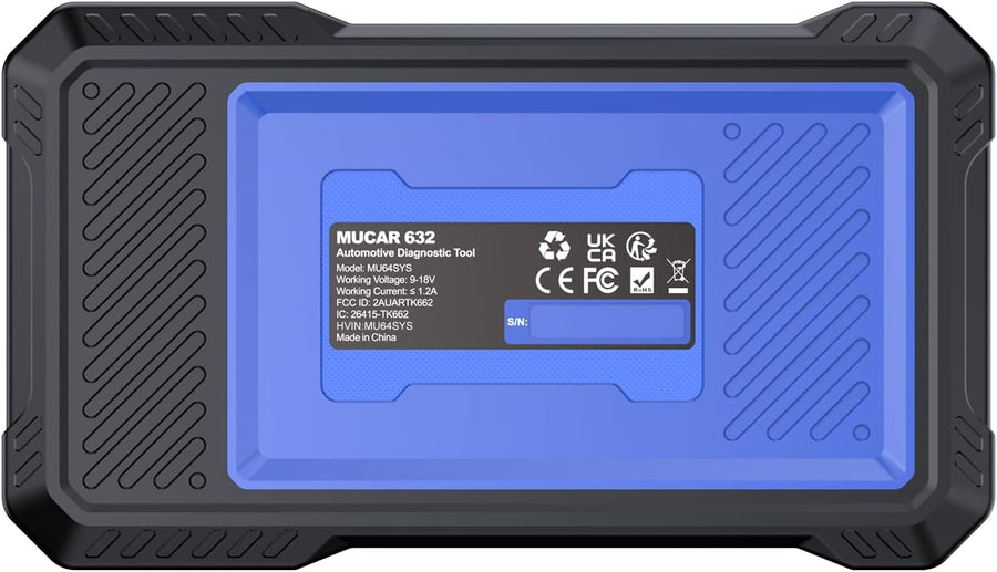 Scanner bidirectionnel MUCAR 632 assisté IA OBD2, 15 réinitialisations ABS/SRS/INJEC/Huile/SAS/TPMS, Diagnostic 4 systèmes, Tests Actifs, AutoAuth, Can FD, AutoVIN, mises à Jour gratuites à Vie