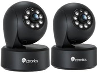 Lot de x2 Ctronics Caméra WiFi Intérieure 2.5K 4MP, WiFi 2.4/5GHz, PC & Smartphone, PTZ 355°/120°, 8 Positions Préréglées, Suivi Intelligent, Vision Nocturne Couleur, Audio Bidirectionnel