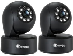Lot de x2 Ctronics Caméra WiFi Intérieure 2.5K 4MP, WiFi 2.4/5GHz, PC & Smartphone, PTZ 355°/120°, 8 Positions Préréglées, Suivi Intelligent, Vision Nocturne Couleur, Audio Bidirectionnel