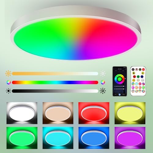 Plafonnier LED RGB Dimmable 24W Télécommande et Contrôle APP Diamètre 30cm