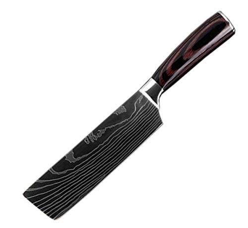 Couteau de Cuisine Professionnel Japonais Damas Hachoir Lame 18cm Acier Carbone Inoxydable