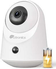 Caméra Surveillance Intérieure sans Fil Batterie, WiFi 2.4/5GHz, 2K Vision Nocturne Infrarouge 20 m, Accès PC/App, 128Go/Cloud Stockage, Détection PIR, Audio Bidirectionnel