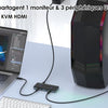Commutateur KVM HDMI, 1 écran, 2 commutateurs KVM d'ordinateur 4K@144Hz, HDCP 1.4/2.3, 3 USB‑A 2.0 pour clavier sans fil, souris, imprimante, Plug & Play pour Windows, Mac et Linux