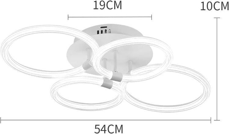 Plafonnier LED Moderne 4 Cercles 60W Blanc Froid 4600K Plafonnier Contemporain BLANC