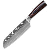 Couteau de Cuisine Professionnel Japonais Damas Santoku Lame 18cm Acier Carbone Inoxydable