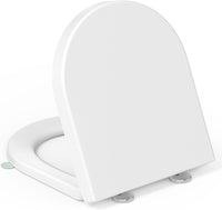 Abattant WC Forme D Cuvette Toilette avec Frein de Chute, Lunette WC avec Fermeture en Douceur, Lunette de Toilette Blanche Universelle,42,5x36,3x4,9CM