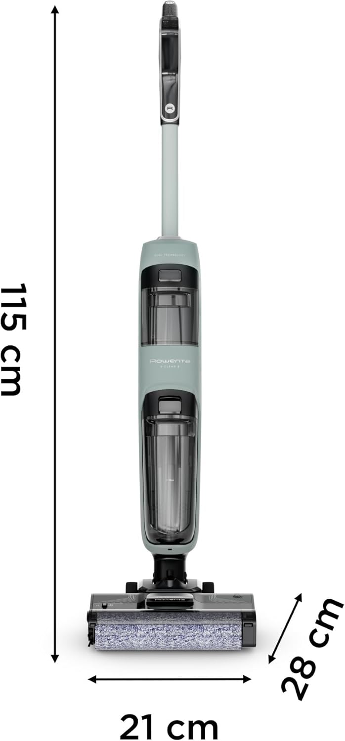 Rowenta X-Clean2, Aspirateur Laveur sans Fil, Nettoyage 2-en-1, Modes ECO/Max, Léger, Nettoyage Le Long des Murs, Auto-Nettoyage, GZ2262E0