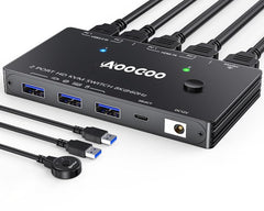 Commutateur KVM HDMI 2 PC 1 moniteur 8K à 60 Hz/4K à 120 Hz Commutateurs KVM télécommande filaire Câble USB 3.0 inclus