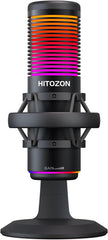 Microphone à Condensateur USB Lumière RGB Mute Gain Monitoring Plug&Play