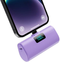 Mini Batterie Externe 5200mAh Power Bank 18W PD 3.0A Charge Rapide avec Voyant Charge VIOLET