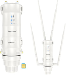 Répéteur WiFi Extérieur Puissant Wavlink AC1200-4G LTE Double Bande Haute Puissance avec Antenne Longue Portée et Slot Carte SIM - Amplificateur Outdoor PoE pour Couverture Étendue