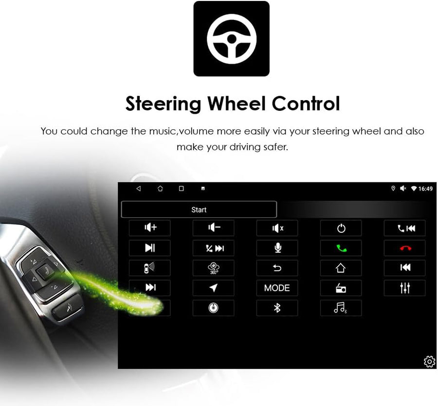 Autoradio Android 13 10,1" avec écran tactile 4 cœurs pour Peugeot 107/Toyota Aygo/Citroën C1 2005-2014 WiFi CarPlay/Android Auto Bluetooth 4G SWC GPS RDS 2 Go + 64 Go