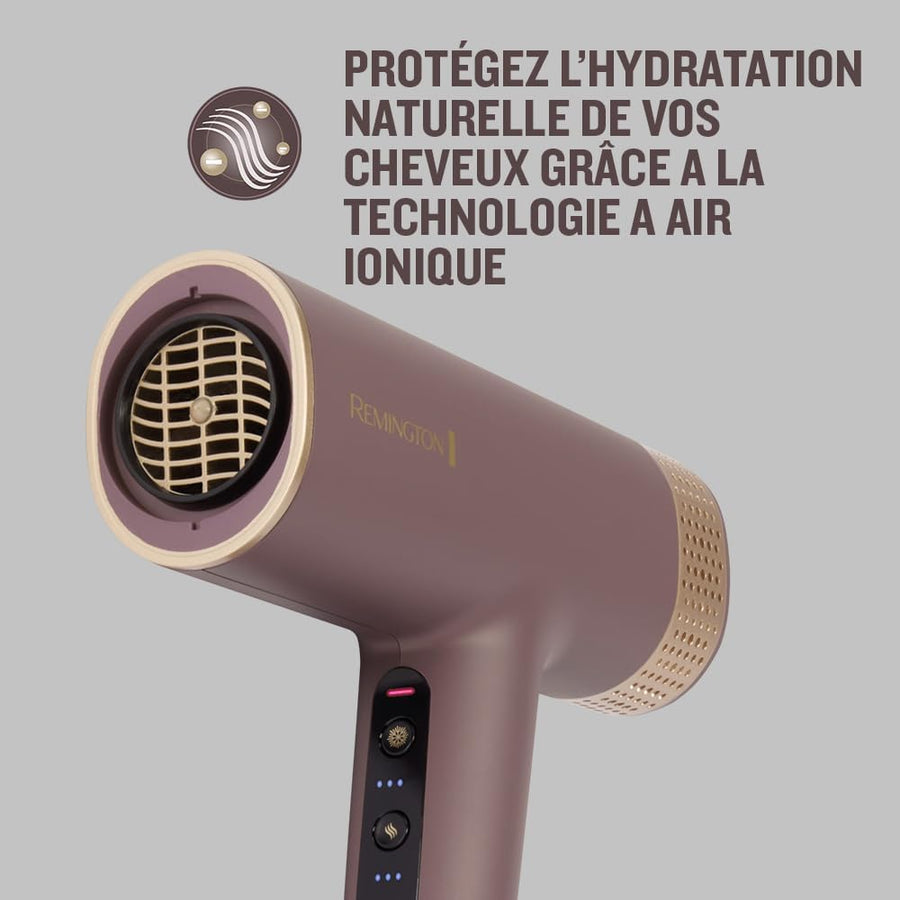 Remington AIRvive Sèche-cheveux [Moteur BLCD silencieux, 240km/h flux d'air] Concentrateur+diffuseur (Technologie Ionic Air pour styles longue durée, 12 combinaisons de chauffage et vitesse)