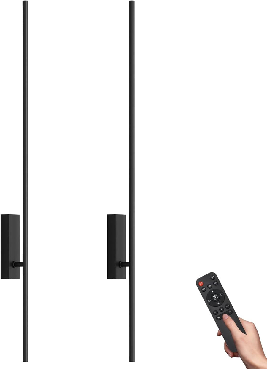 Lot de x2 Appliques Murale LED avec Télécommande Noir - 100 cm, 28 W, 3000 K-6000 K, avec Fonctions de Variation d'Intensité et de Minuterie
