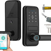 Smart Lock, Serrure de Porte d'Entrée Sans Clé Avec Poignée Noire Mate Sleek Mat, Clavier Électronique Deadbolt, Empreinte Digitale et Clavier Tactile, Verrouillage de Porte