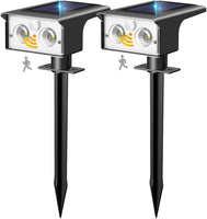 Lot de x2 Lampe Solaire Exterieur Detecteur de Mouvement, 6500K Lumiere Extérieur Puissant, 3 Modes Spot Solaire IP65 Étanche Eclairage, Projecteur Solaire pour Jardin Chemins Blanc Froid