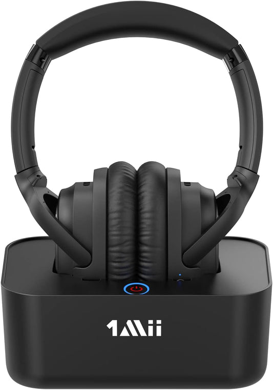 Casque Bluetooth Sans Fil TV Transmetteur Socle Chargement Autonomie 50H Longue Portée NOIR