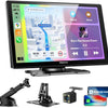 ESSGOO 9 Pouces Écran Voiture CarPlay sans Fil avec Caméra de Recul HD Android Auto Apple CarPlay,Portable Autoradio,Écran Tactile IPS,Mirror Link,Bluetooth 5.3,Commande Vocale,Navigation GPS,AUX