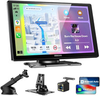 Écran CarPlay Voiture 9 Pouces  sans Fil avec Caméra de Recul HD Android Auto Apple CarPlay,Portable Autoradio,Écran Tactile IPS,Mirror Link,Bluetooth 5.3,Commande Vocale,Navigation GPS,AUX