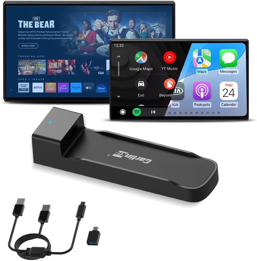 FireDrive Link Pro HDMI Car TV Convertisseur pour Fire TV Stick Streaming, Apple CarPlay & Android Auto Adapter Compatible avec les véhicules CarPlay câblés, Dongle 3 en 1, Plug & Play