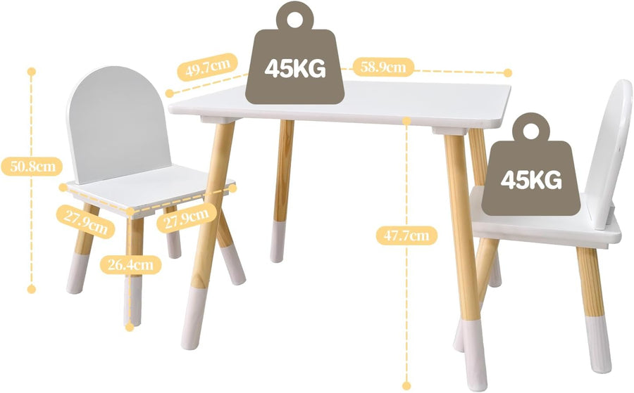 Ensemble Table et Chaises pour Enfants Garçons Filles, Table d'Activités en Bois, Idéal pour La Salle de Classe, Maison, Crèche Ou Jeux