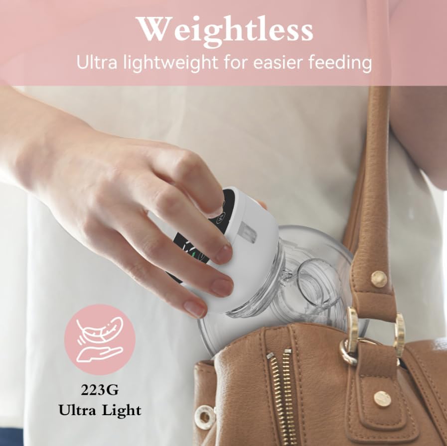 Tire Lait Electrique main Libre, Grand Angle 135° Double Paquet Tire Lait Portable Electrique, Silencieux, Écran LED, Rechargeable