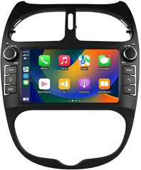 Autoradio Android 14 Pouces Écran Tactile 4 cœurs pour Peugeot 206 206cc 2000-2008 WiFi CarPlay/Android Auto Bluetooth 4G SWC GPS RDS 2 Go + 32 Go