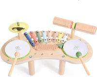 Ensemble de Batterie 7en1 pour Tout-Petits, Bois Instrument de Musique pour Bébés, Jouet Musical Montessori, Cadeau pour Filles et Garçons de 3 Ans Et Plus