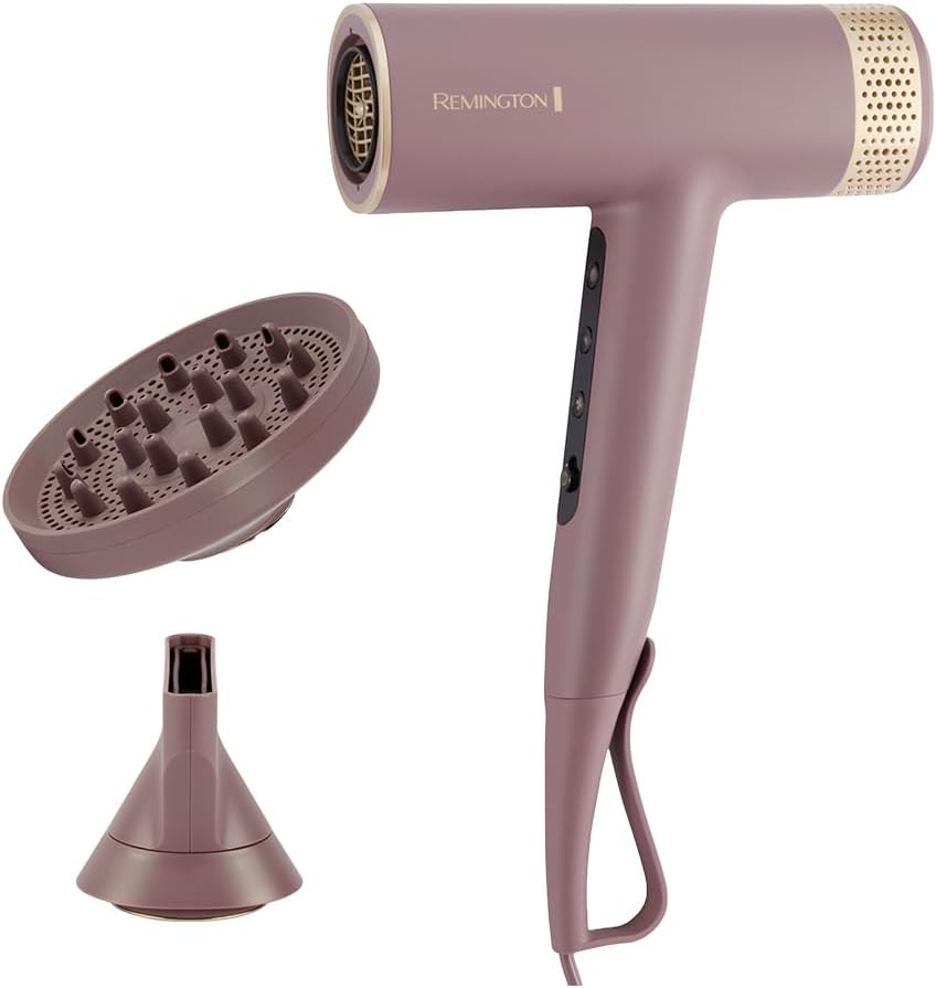 Remington AIRvive Sèche-cheveux [Moteur BLCD silencieux, 240km/h flux d'air] Concentrateur+diffuseur (Technologie Ionic Air pour styles longue durée, 12 combinaisons de chauffage et vitesse)