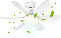 Ventilateur de Plafond avec Lumière et Telecommande, 40W Dimmable LED Douille E27, Lustre Ventilateur de Plafond, 6 Pales,3 Vitesses,Timing
