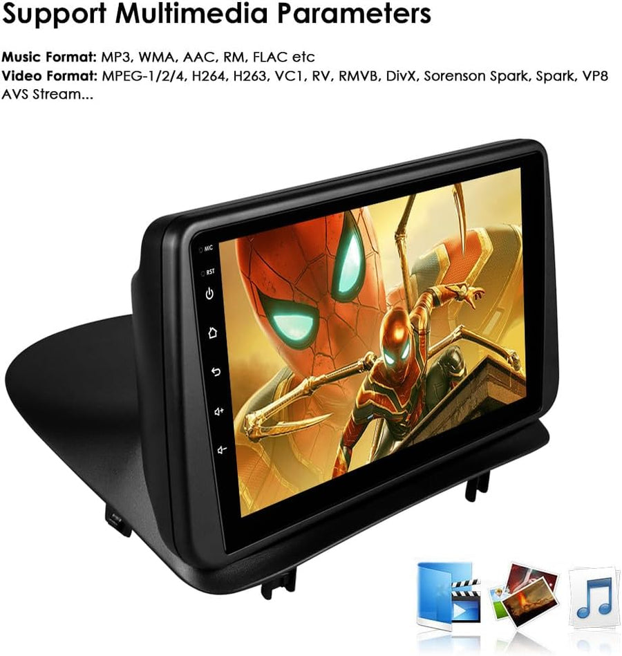 Autoradio 9" Android 13 pour Renault Clio 3 2005-2014 4 cœurs 2 Go et 64 Go de mémoire, prend en charge Carplay/Android Auto, commande au volant, Wi-Fi/4G, AM/FM