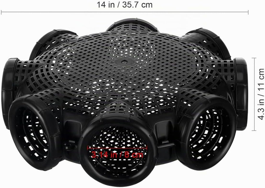 Piège à Poisson Cage Anguille Pêche en Plastique Nasse Panier Respirant à 8 Trous pour Écrevisses, Crabes et Petits Poissons en Rivière, Appât Stable Facile à Transporter