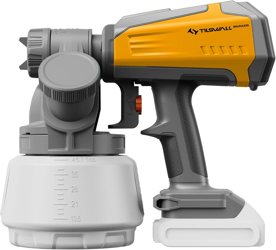 Pulvérisateur de Peinture sans Fil Tilswall - Compatible avec Les Batteries Mak 18V - Pistolet à Peinture Électrique à Moteur sans Balais pour Clôtures, Murs, Abris (Batterie Non Incluse)