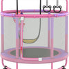Trampoline pour enfant, pour l'extérieur, intérieur et extérieur, avec filet de sécurité, panier, barre, balançoire ROSE