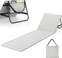 Matelas de plage pliable avec dossier réglable, transportable avec sangle de transport, coussin et sac de rangement, chaise longue résistante pour la plage, le jardin et la terrasse