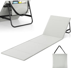Matelas de plage pliable avec dossier réglable, transportable avec sangle de transport, coussin et sac de rangement, chaise longue résistante pour la plage, le jardin et la terrasse