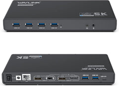 Displaylink USB C Station d'accueil Universelle avec 2 x HDMI & DP 65 W PD, Gigabit Ethernet, 6 × USB 3.0, Audio, Microphone, Compatible avec Mac OS et Windows