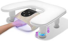 Repose Main Ongle Manucure: Hauteur Réglable Coussin Manucure - Forme du U Repose Main en PU Cuir - Ideal pour Prothésiste Ongulaire Amateur de Nail Art - Blanc