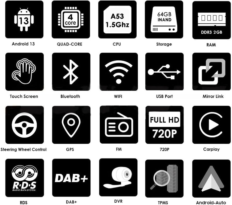 Autoradio Android 14 Pouces Écran Tactile 4 cœurs pour Peugeot 206 206cc 2000-2008 WiFi CarPlay/Android Auto Bluetooth 4G SWC GPS RDS 2 Go + 32 Go