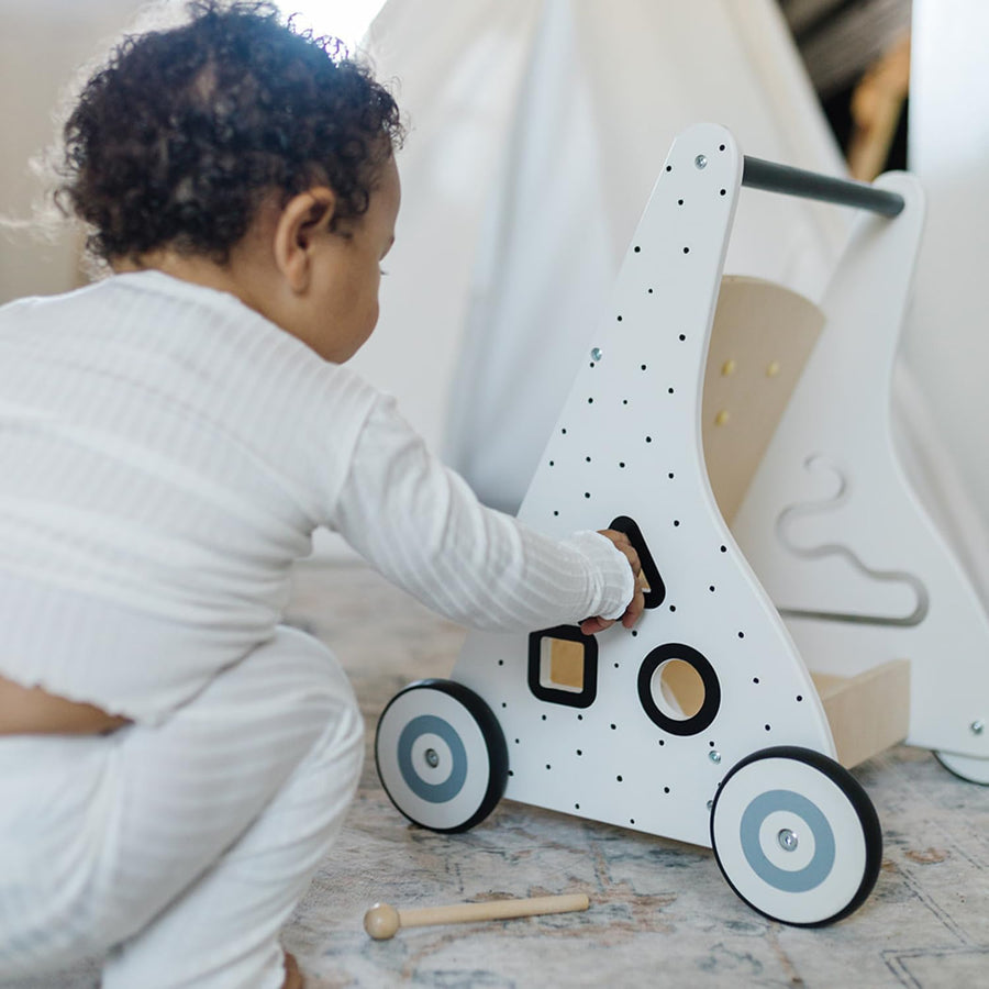 Trotteur en Bois Pour Bébé, Centre d'Activités Multiples Montessori Pour Garçons Et Filles de 12+ Mois, Jouet Éducatif à Pousser Et à Tirer