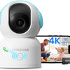 Caméra Surveillance 4K 8MP WiFi Intérieure, 2,4G/5GHz 360° IP Caméra Bébé, Détection de Personne/Animaux/Pleurs, Audio Bidirectionnel, Vision Nocturne, avec Carte Mémoire 64Go