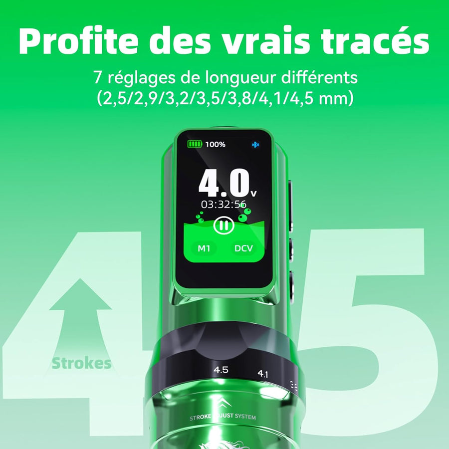 Machine à Tatouer Stylo Fold Pro Year of the Horse Edition Sans Fil Moteur par Mcore-C4,2.5-4.5mm 7 Courses Réglable pour Lignage, Ombrage, Travail de Tatouage